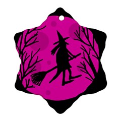 Halloween Witch - Pink Moon Ornament (snowflake)  by Valentinaart