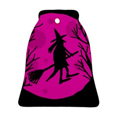 Halloween Witch - Pink Moon Ornament (bell)  by Valentinaart