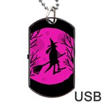 Halloween witch - pink moon Dog Tag USB Flash (One Side) Front