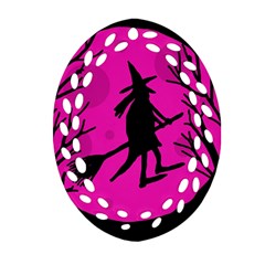 Halloween Witch - Pink Moon Oval Filigree Ornament (2-side)  by Valentinaart