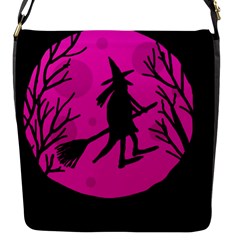 Halloween Witch - Pink Moon Flap Messenger Bag (s) by Valentinaart