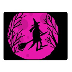 Halloween Witch - Pink Moon Double Sided Fleece Blanket (small) 