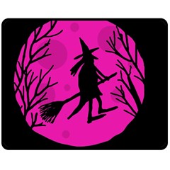 Halloween Witch - Pink Moon Double Sided Fleece Blanket (medium) 