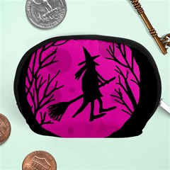 Halloween Witch - Pink Moon Accessory Pouches (medium)  by Valentinaart