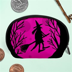 Halloween Witch - Pink Moon Accessory Pouches (large)  by Valentinaart