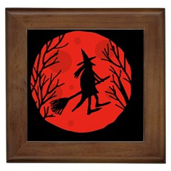 Halloween Witch - Red Moon Framed Tiles by Valentinaart