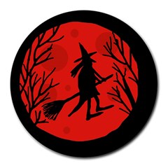 Halloween Witch - Red Moon Round Mousepads