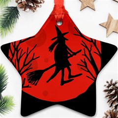 Halloween Witch - Red Moon Ornament (star) 