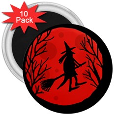 Halloween Witch - Red Moon 3  Magnets (10 Pack)  by Valentinaart