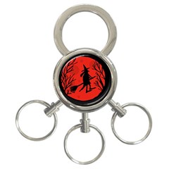 Halloween Witch - Red Moon 3-ring Key Chains