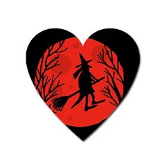 Halloween Witch - Red Moon Heart Magnet