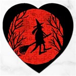 Halloween witch - red moon Jigsaw Puzzle (Heart) Front