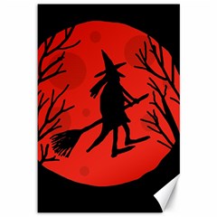 Halloween Witch - Red Moon Canvas 12  X 18   by Valentinaart