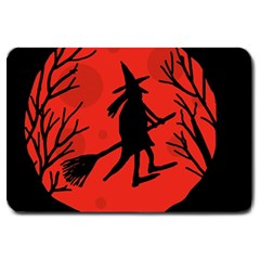 Halloween Witch - Red Moon Large Doormat  by Valentinaart