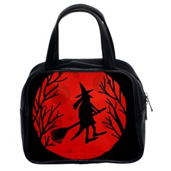 Halloween Witch - Red Moon Classic Handbags (2 Sides) by Valentinaart