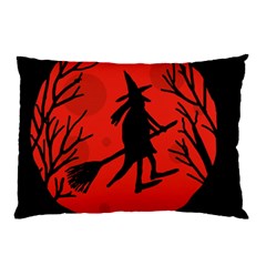 Halloween Witch - Red Moon Pillow Case