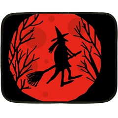 Halloween Witch - Red Moon Fleece Blanket (mini) by Valentinaart