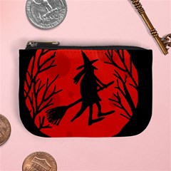 Halloween Witch - Red Moon Mini Coin Purses by Valentinaart