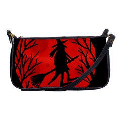 Halloween Witch - Red Moon Shoulder Clutch Bags by Valentinaart