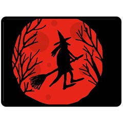 Halloween Witch - Red Moon Fleece Blanket (large)  by Valentinaart