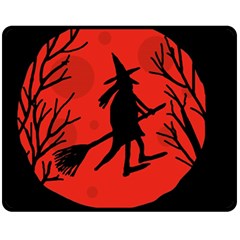 Halloween Witch - Red Moon Fleece Blanket (medium) 