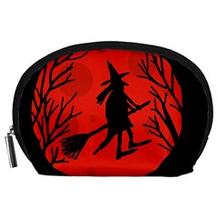 Halloween Witch - Red Moon Accessory Pouches (large)  by Valentinaart