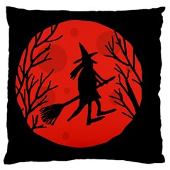 Halloween Witch - Red Moon Large Flano Cushion Case (two Sides)