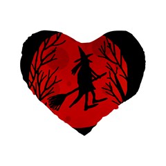 Halloween Witch - Red Moon Standard 16  Premium Flano Heart Shape Cushions