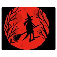 Halloween Witch - Red Moon Double Sided Flano Blanket (medium)  by Valentinaart