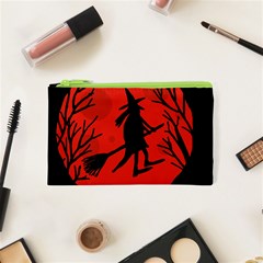 Halloween Witch - Red Moon Cosmetic Bag (xs) by Valentinaart