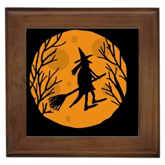 Halloween Witch - Orange Moon Framed Tiles by Valentinaart