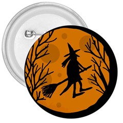 Halloween Witch - Orange Moon 3  Buttons