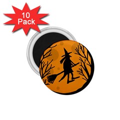 Halloween Witch - Orange Moon 1 75  Magnets (10 Pack)  by Valentinaart