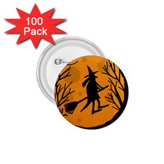 Halloween Witch - Orange Moon 1 75  Buttons (100 Pack)  by Valentinaart