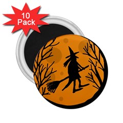 Halloween Witch - Orange Moon 2 25  Magnets (10 Pack)  by Valentinaart