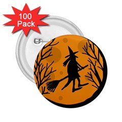 Halloween Witch - Orange Moon 2 25  Buttons (100 Pack)  by Valentinaart