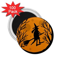 Halloween Witch - Orange Moon 2 25  Magnets (100 Pack)  by Valentinaart