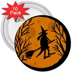 Halloween witch - orange moon 3  Buttons (10 pack)  Front