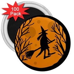 Halloween Witch - Orange Moon 3  Magnets (100 Pack) by Valentinaart