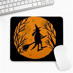 Halloween Witch - Orange Moon Large Mousepads by Valentinaart