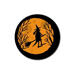 Halloween Witch - Orange Moon Magnet 3  (round)