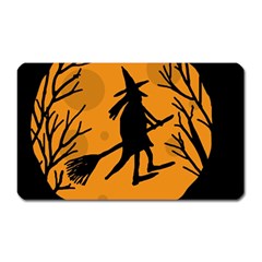 Halloween Witch - Orange Moon Magnet (rectangular) by Valentinaart