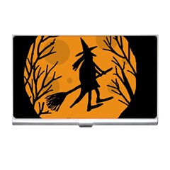 Halloween Witch - Orange Moon Business Card Holders by Valentinaart