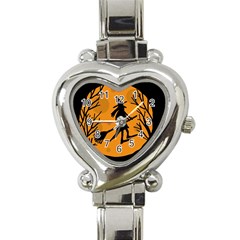 Halloween Witch - Orange Moon Heart Italian Charm Watch