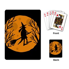 Halloween Witch - Orange Moon Playing Card by Valentinaart