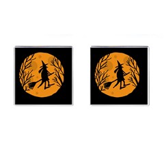 Halloween Witch - Orange Moon Cufflinks (square)