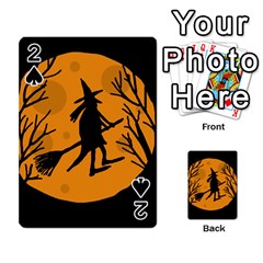 Halloween Witch - Orange Moon Playing Cards 54 Designs  by Valentinaart