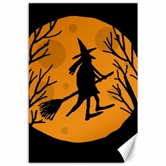 Halloween Witch - Orange Moon Canvas 12  X 18  