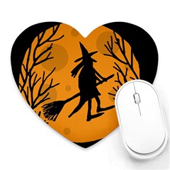 Halloween Witch - Orange Moon Heart Mousepads by Valentinaart