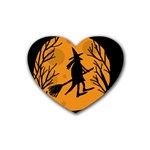 Halloween witch - orange moon Heart Coaster (4 pack)  Front